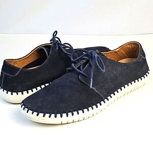Mercanti Fiorentini Razor Navy Blue Nubuck Leather Lace Up Oxford Sneaker